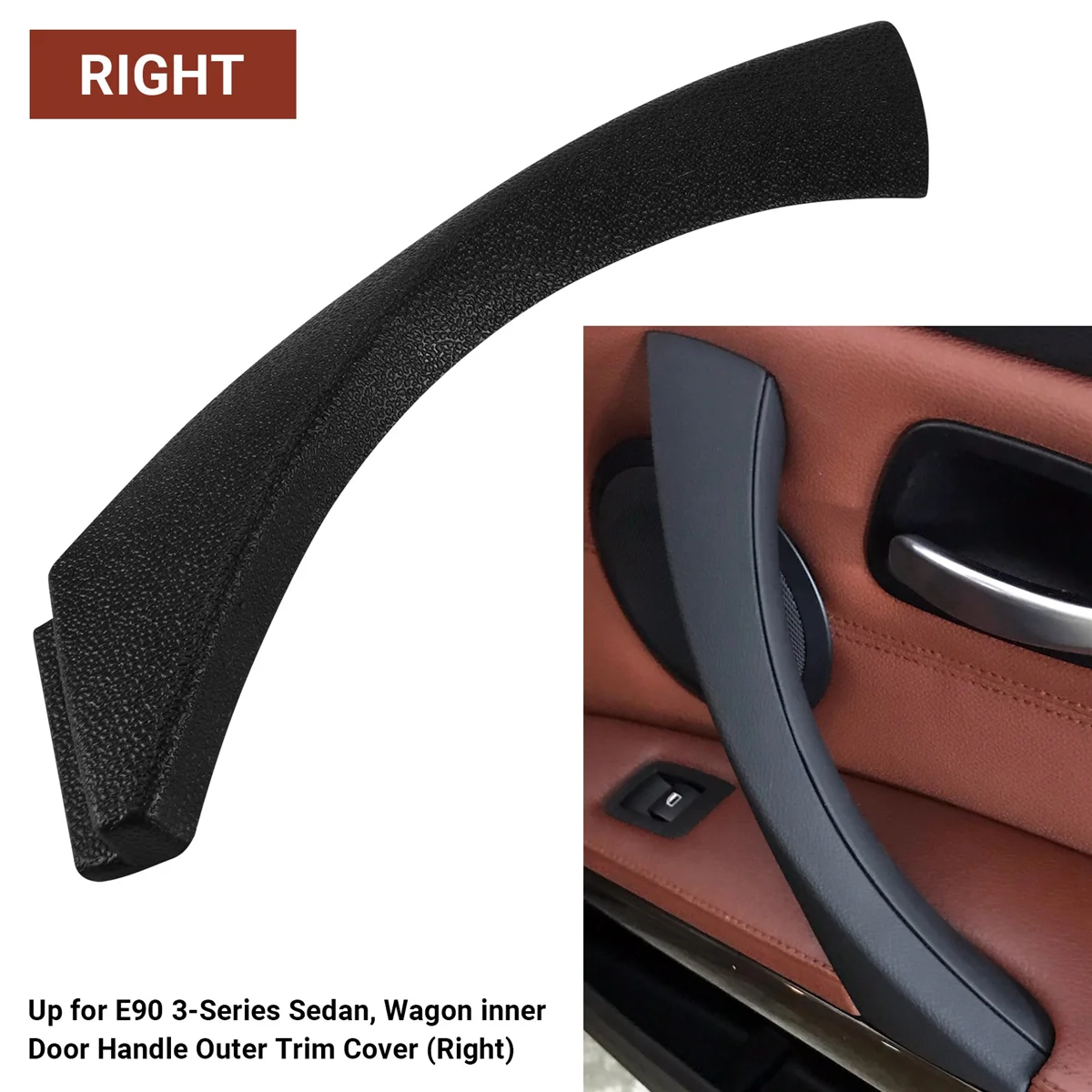 A02Q-Black for -BMW E90 E91 3-Series Sedan 2006-2012 Right Inner Door Panel Handle Outer Trim Cover 51419150336