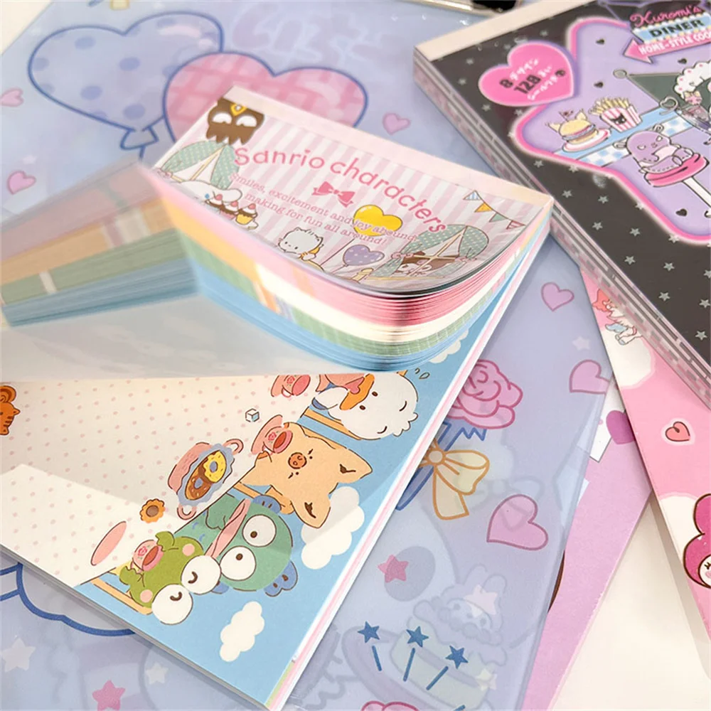 Sanrio Sticker Book Cute Melody Cinnamoroll Kitty Hand Book Note Paper Cartoon Memo With Stickers For Girls Toys Gifts