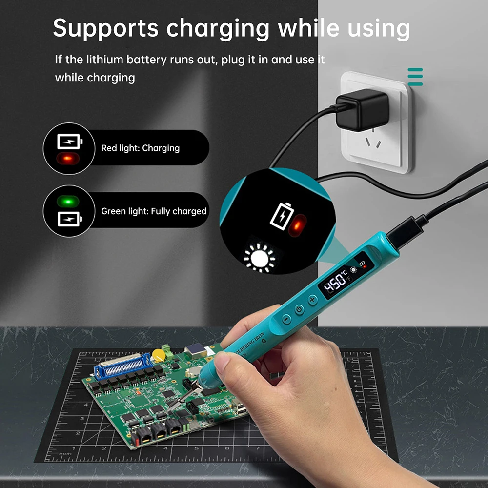 Portable Soldering Iron Set Intelligent Adjustable Temp Fast Heating Cordless Digital Display Electric Soldering Iron 800mAh