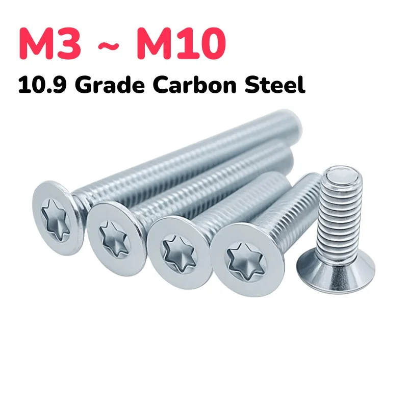 10.9 Grade Carbon Steel M3 M4 M5 M6 M8 M10 Blue Zinc Plated Six-lobe Torx Flat Countersunk Screw Bolt