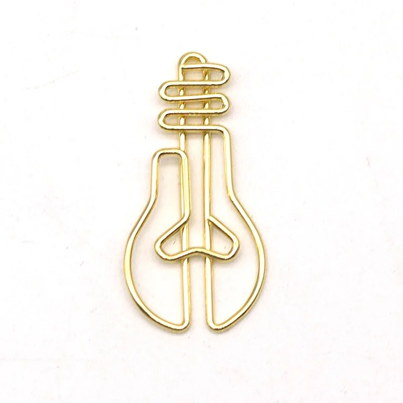 30 pezzi in materiale metallico a forma di lampadina graffette graffette per carta colore oro Kawaii carino segnalibro clip di cancelleria per ufficio forniture scolastiche