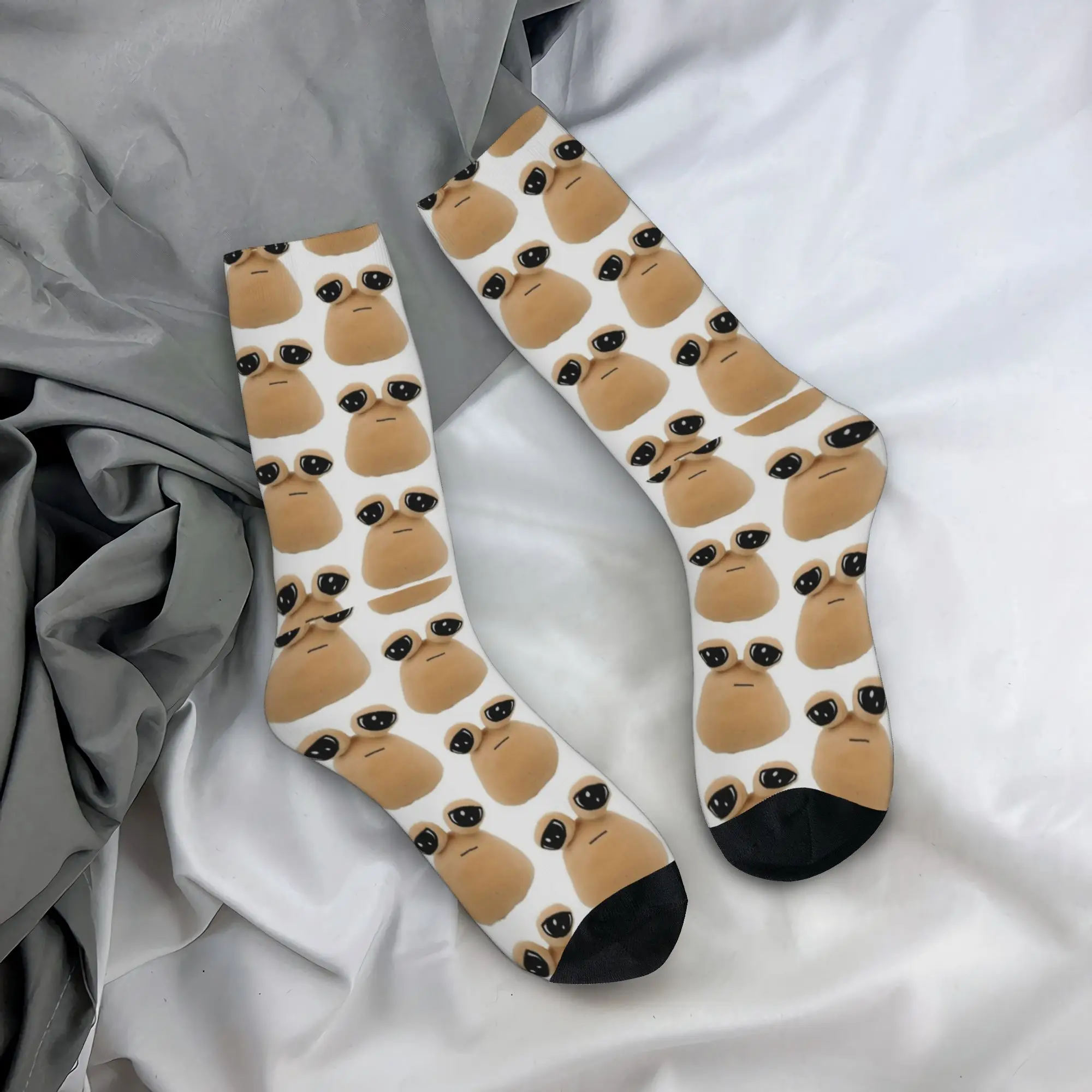 Happy Funny Male Men Socks Casual My Pet Alien Pou Sock Polyester Cute Cartoon Graphic Women Socks Spring Summer Autumn Winter