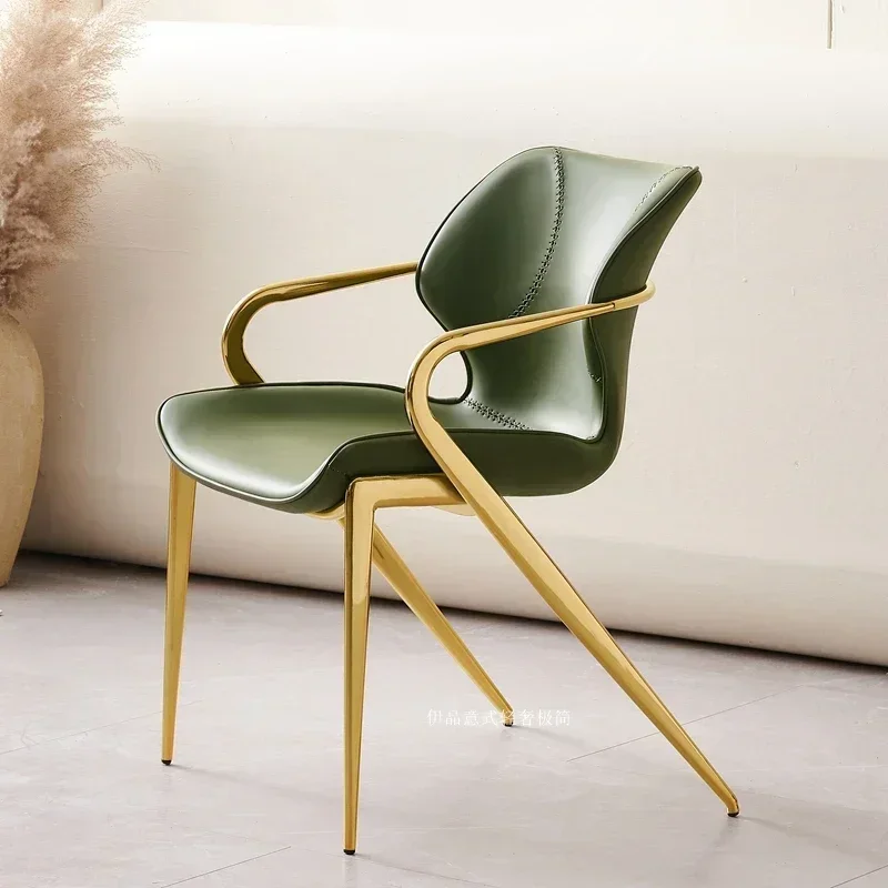 

Italian minimalist light luxury dining chair home, saddle leather, restaurant club hotel designer