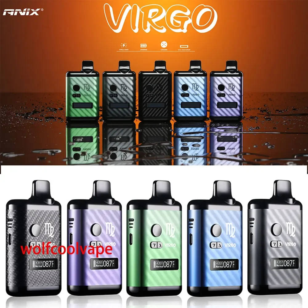 

Wolfcoolvape Herbal Dry Herb Испаритель TC Box Mod Vape 1300 мАч Элемент Экран 0,5 Ом Керамический нагрев Комплект электронных сигарет