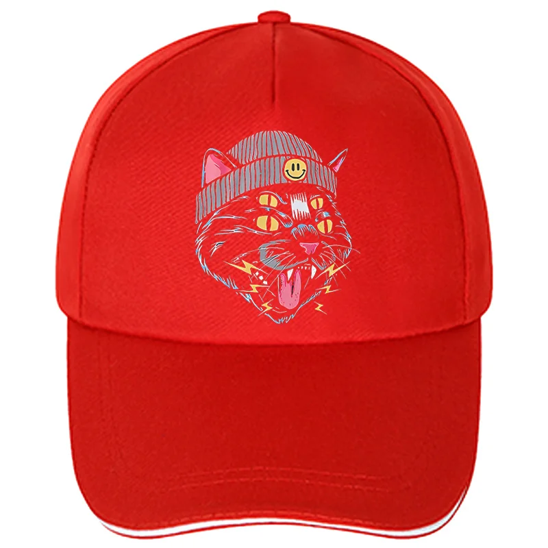 Men Women Support cat Smile Face Drinking Trucker Hat  Baseball Cap Summer print Caps Hats Customizable Snapback Adjustable hat