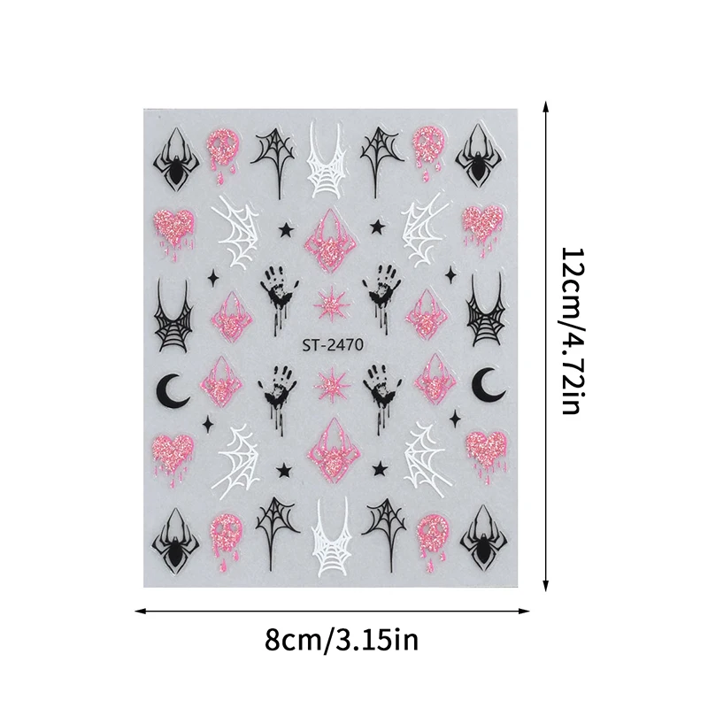 3D ハロウィンネイルステッカーリトルスパイダーカボチャゴーストおかしいグリッターネイルステッカーフェスティバルネイル装飾マニキュアスライダー