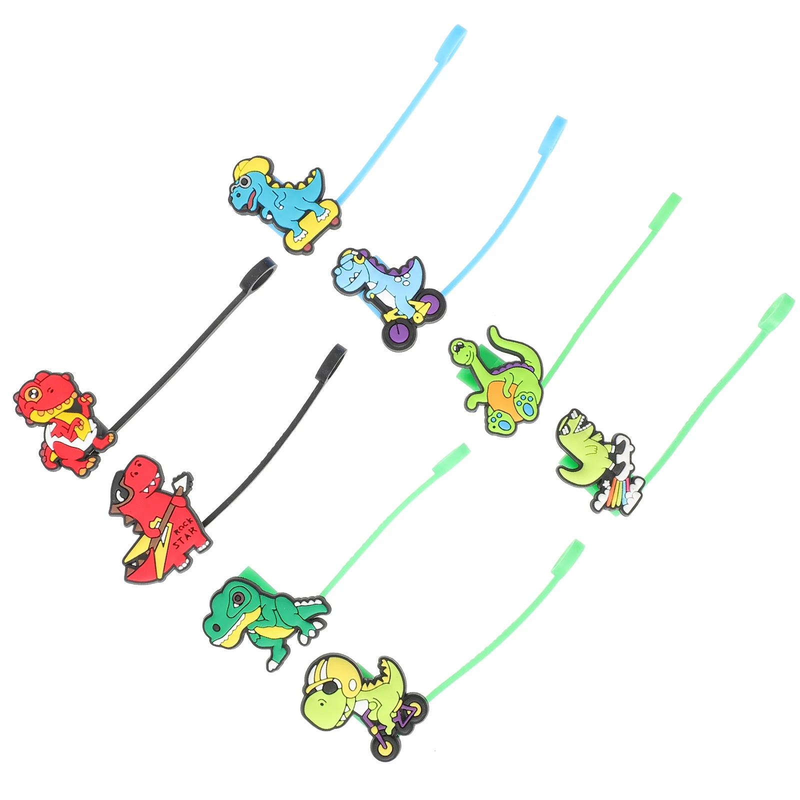 

8Pcs Dinosaur Themed Silicone Straw Covers Reusable Drinking Straw Caps Compact Lightweight for Camping Hiking
