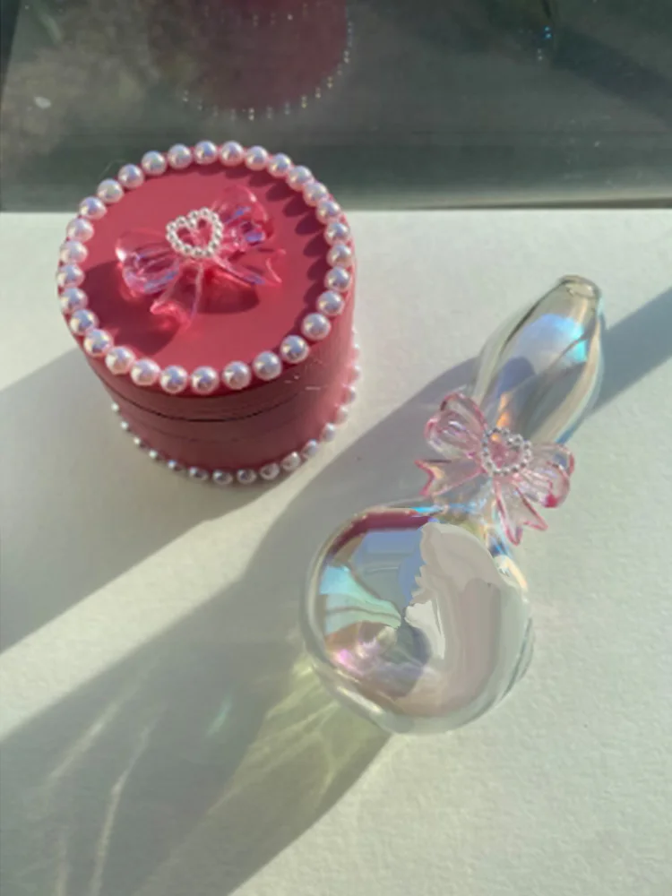 Cute Pink 55 MM Pearl Design Herb Grinder Custom Grinder 1Set 40mm Coquette Bow Grinder with Glass Kitchen Accessories