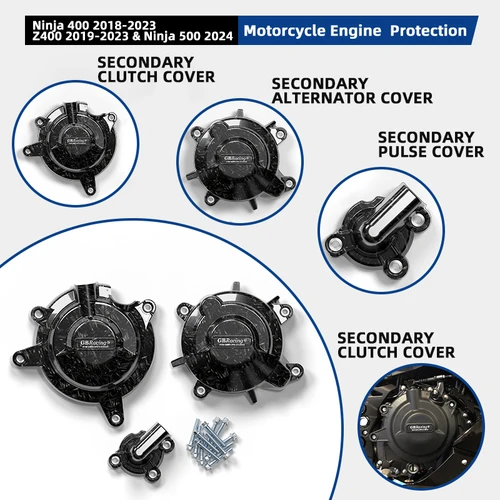 Imagen 1 del producto Cubiertas protectoras para motor de motocicleta GBRacing, compatibles con KAWASAKI Ninja 500 2024, Ninja 400 2018-2023 y Z400 2019-2023