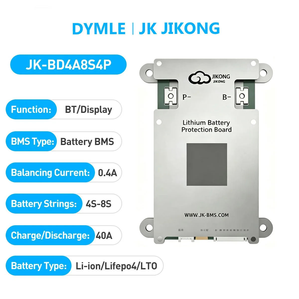 JK JIKONG BMS BD4A8S4P 4S-8S 40A Charge Discharge Li-Ion LiFePo4 LTO Battery Smart Active BMS 12V 24V 36V 48V 5S 6S 7S 8S BT APP