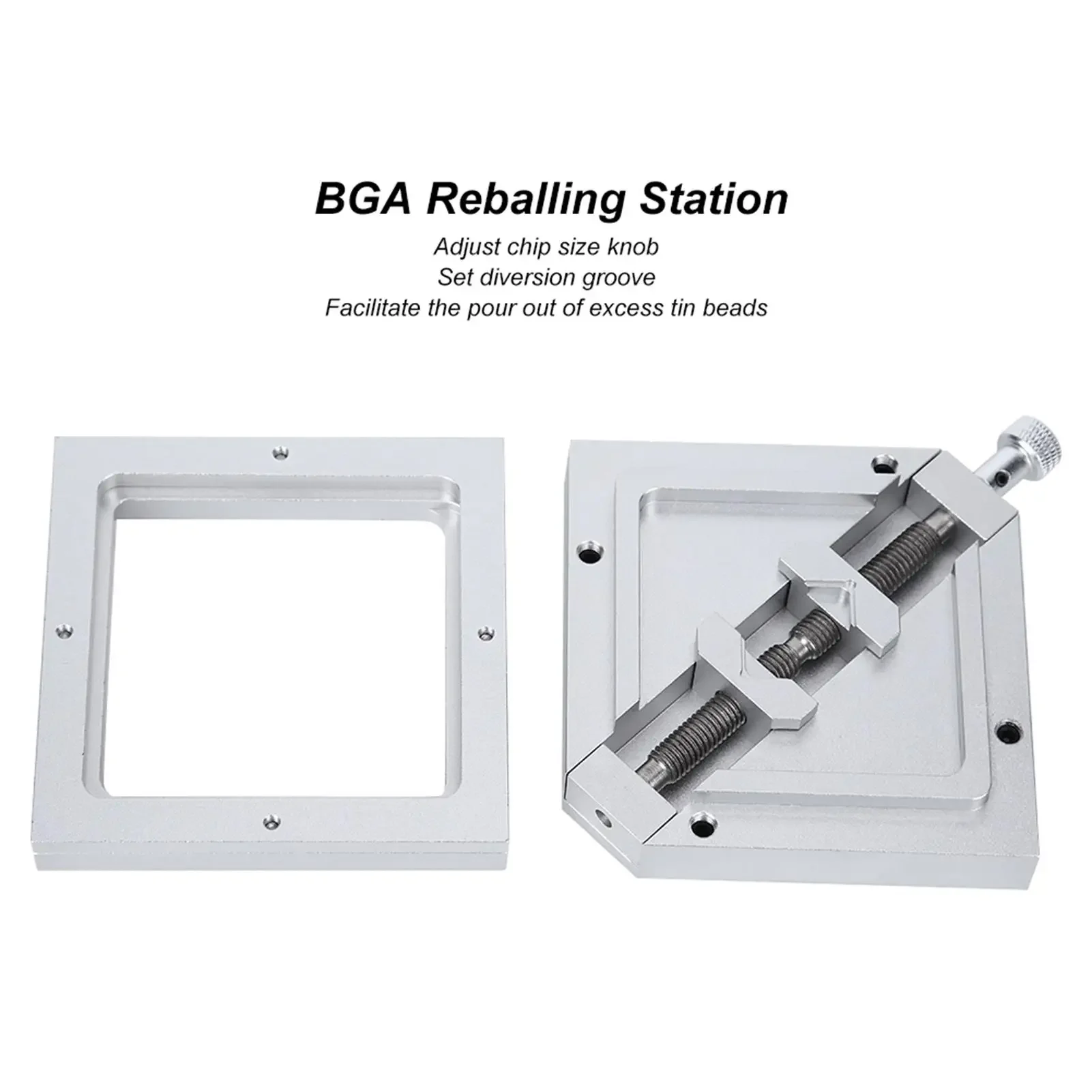 90mm BGA Reballing Station - Universal Aluminum Stencil Solder Kit for Diagonal Rework Manual Tools