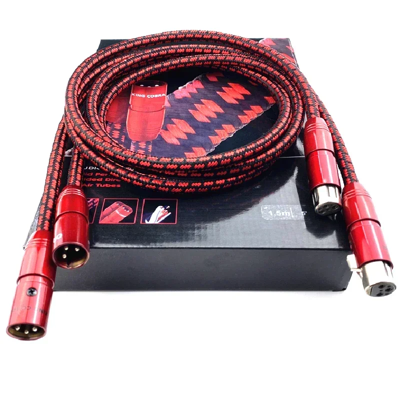 Pair HiFi Audio Interconnect Line King Cobra PSC Copper XLR Balanced Cable with Box