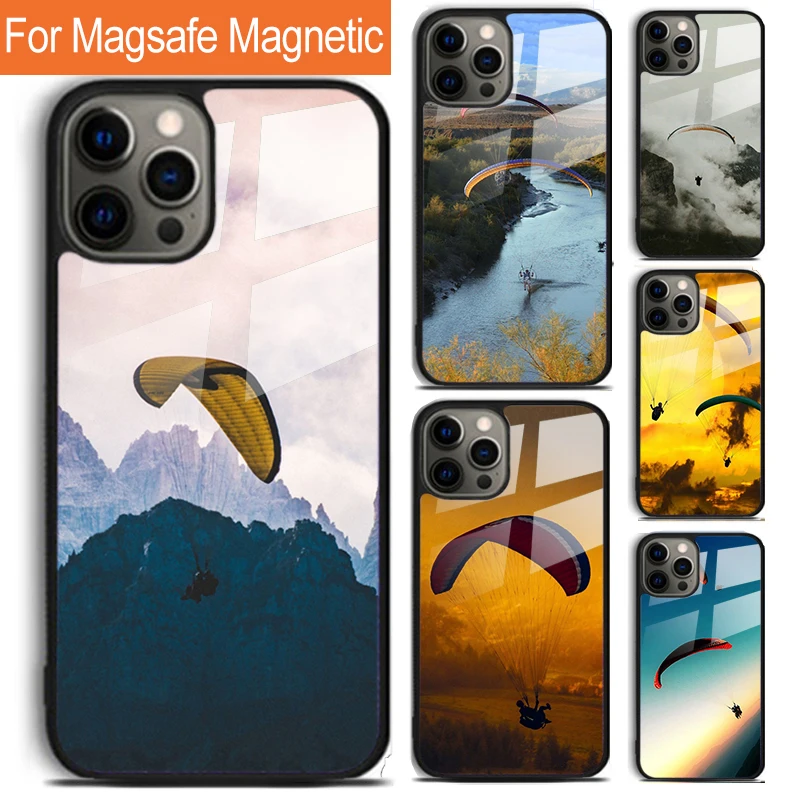 Paragliding Sport Phone Case For iPhone 16 15 14 13 12 11 Pro Max Plus Magsafe Magnetic Wireless Charging Cover