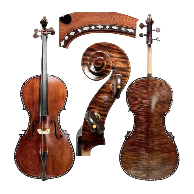 Nice-looking SONG Master excellent Cello 4/4, Flames maple back, Inlay shell