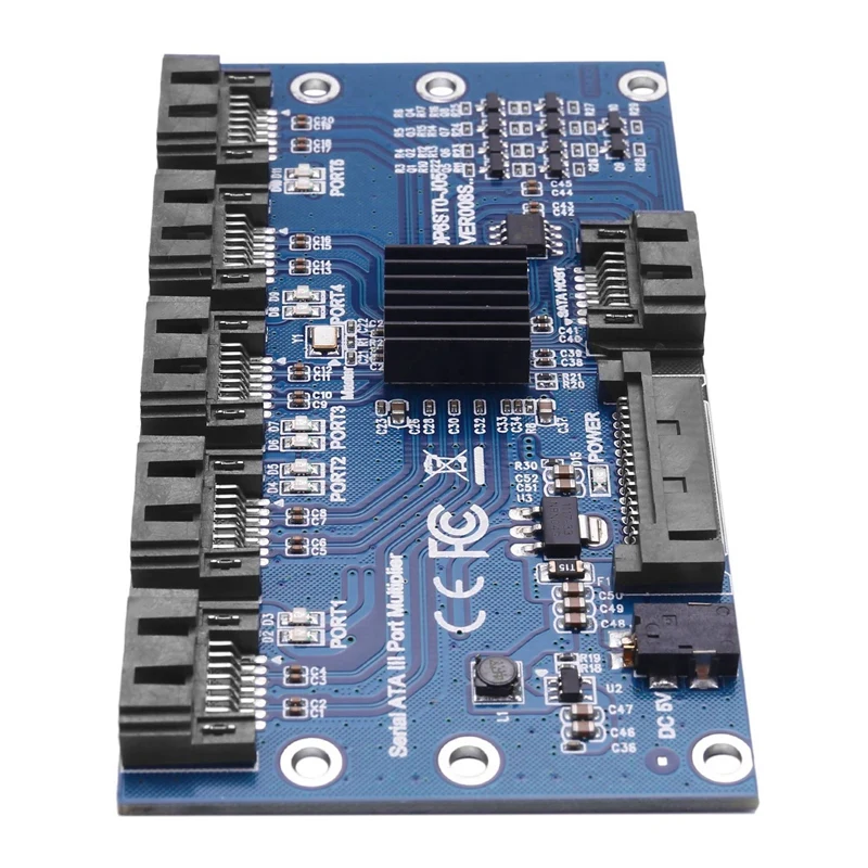 5X Controller Card Motherboard Sata Expansion Card 1 To 5 Port Sata3.0 6Gbps Multiplier Sata Port Riser Card Adapter