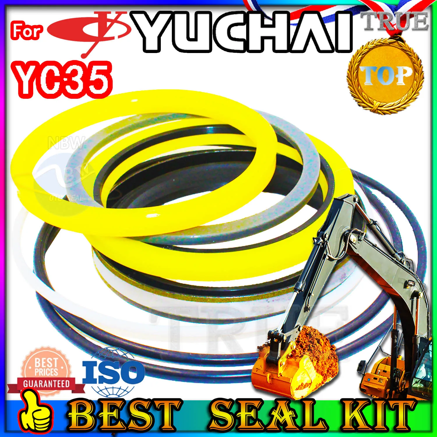 For Yuchai YC35 Oil Seal Repair Kit Boom Arm Bucket Excavator Hydraulic Cylinder Digger Clamshell Shovel Adjust Swing Gear NBR