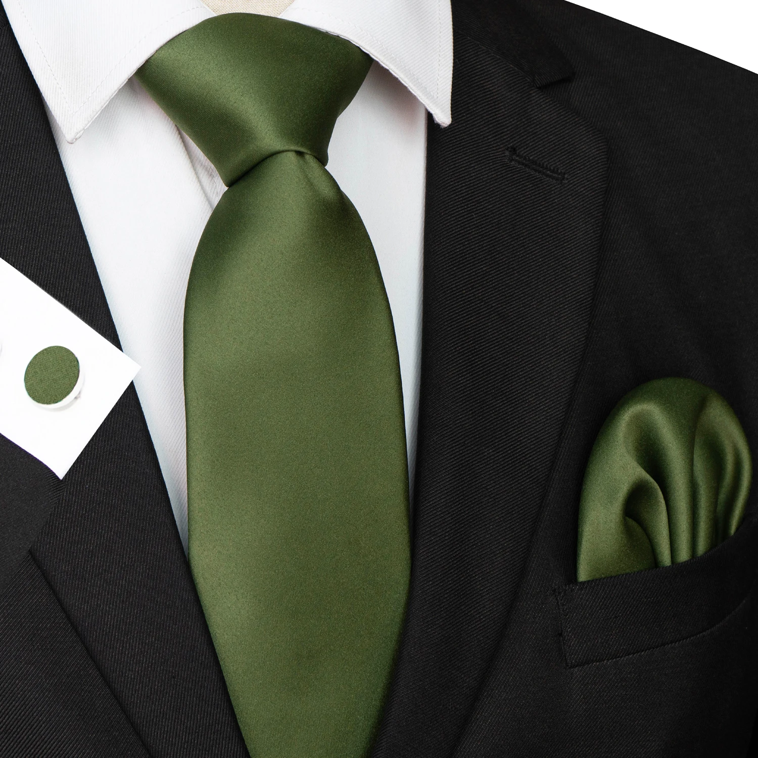 30 verschiedene Farben, solide Polyester-Krawatten für Herren, Einstecktuch, Manschettenknöpfe, Geschenk, Hochzeits- und Party-Accessoires, 8cm Krawatten-Set, kostenloser Versand – Detail 27