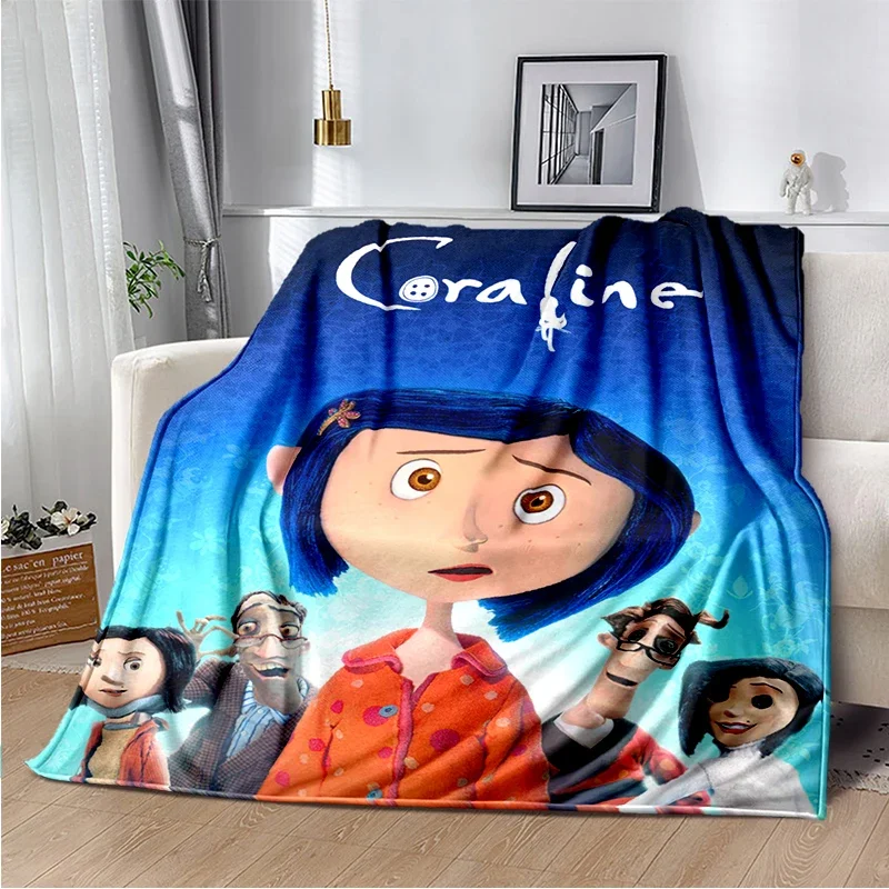 Styl gotycki Animacja C-Coraline Koc z nadrukiem Rodzinna sofa do drzemki Łóżko Ciepła miękka narzuta dla dzieci