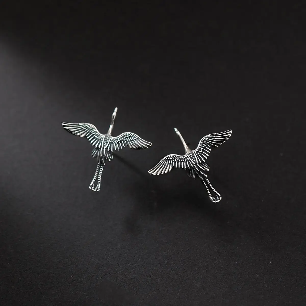 Retro Flying Crane Atmosphere Fashion 925 Sterling Silver Personality Bird Animal Earrings  E026