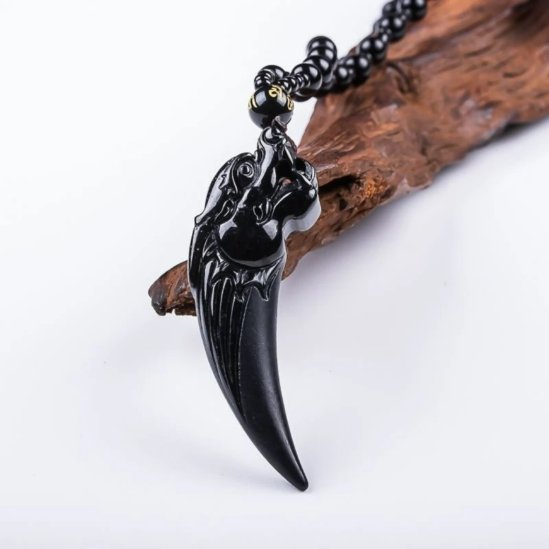 

Natural A-grade Jadeite Black Jade Zodiac Dragon Teeth Jade Pendant Fashion High-end Men and Women Couple Amulet Gift