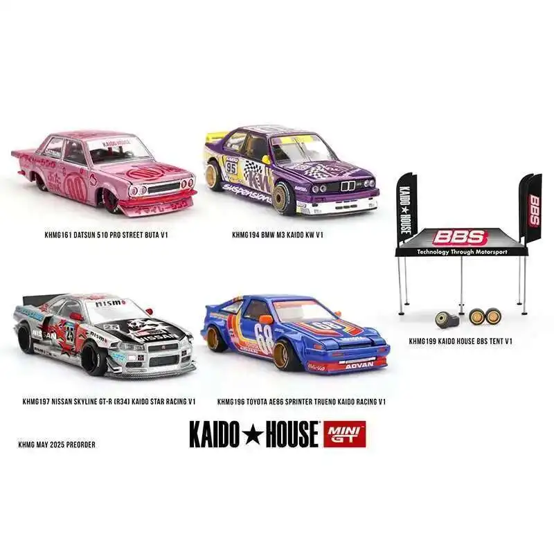ما قبل البيع KHMG 196 1:64 تويوتا AE86 سبرينتر Trueno Kaido Racing V1 غطاء محرك السيارة القابل للفتح دييكاست نموذج سيارة Kaido House MINIGT