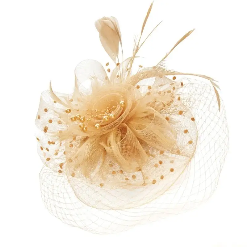 31BF Women's 25cm Fascinator Hat with Mesh Net Accent Formal Mini Headpiece for Photos Tea Parties and Weddings