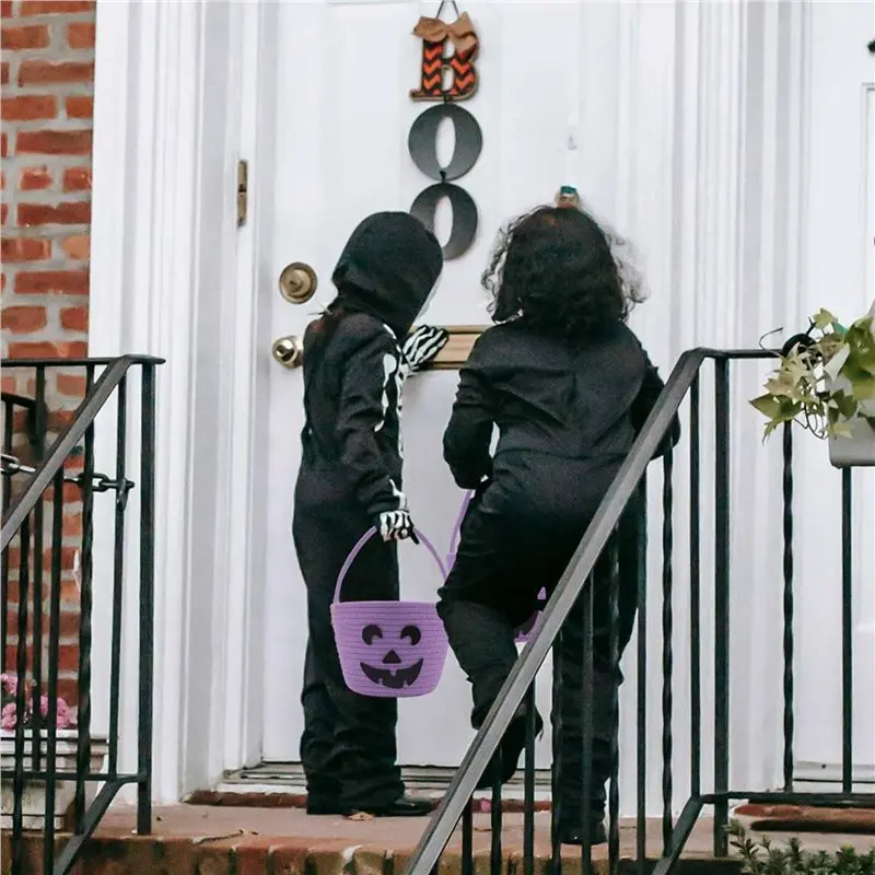 سلة الهالوين MACH-2X للأطفال، سلة خدعة أو علاج، دلو حلوى اليقطين اللطيف، حقائب للبنات/الأولاد سلال هدايا فارغة