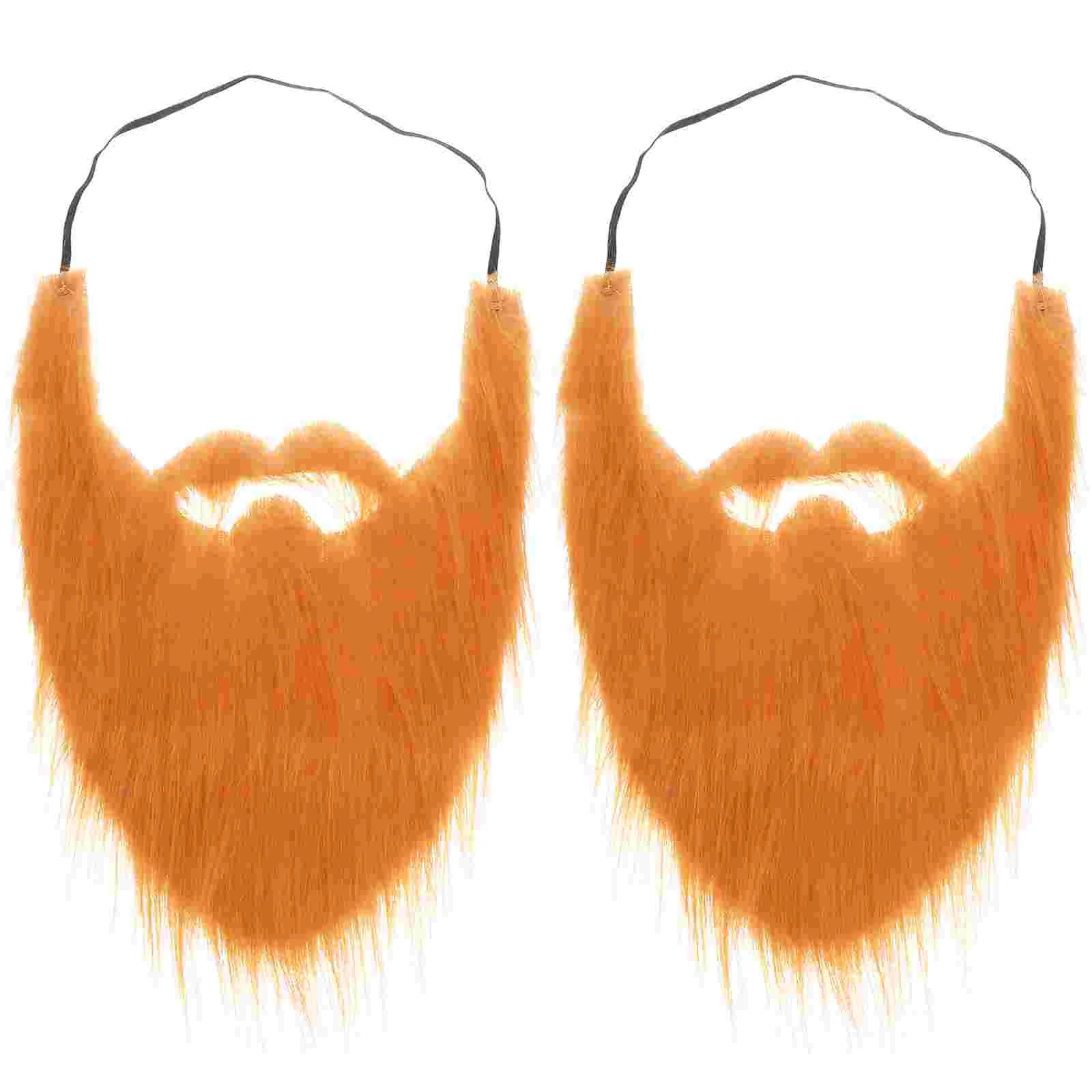 2 Pcs Brown Beard Costume Mustache Fake Beards Cosplay Whisker Facial Hair Party Man