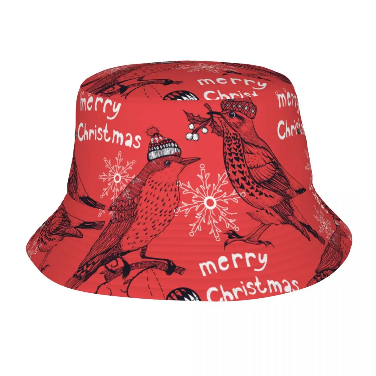 

Funny Christmas Birds With Hat Bucket Hat Fisherman Hat Foldable Women Men Sunscreen Shade Cap