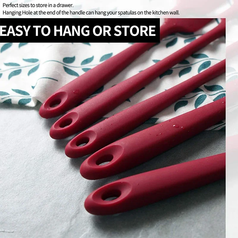 High Heat-Resistant Premium Silicone Spatula Set, Seamless Design, Non-Stick with Stainless Steel Core, Cooking/Baking