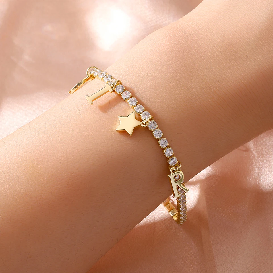 Yupsk كوريا موضة جديدة رسالة دلاية شكل نجمة سوار ساحر لامعة مستديرة الزركون تنس سوار مجوهرات فاخرة اكسسوارات هدية