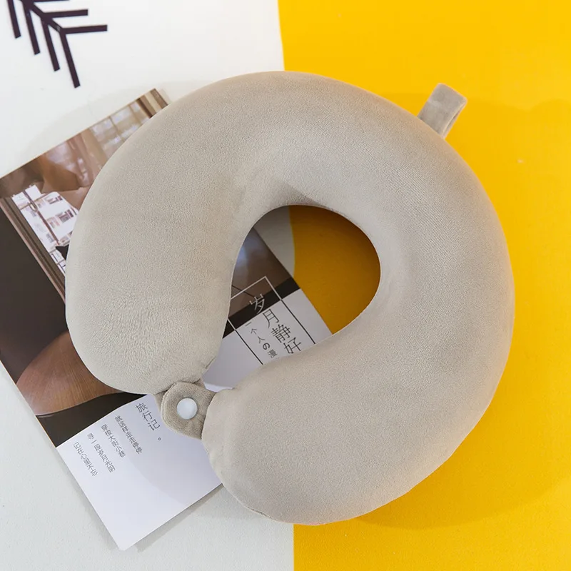 Soft Memory Foam U Shaped Neck Pillow for Travel Outdoor Airplane Car Cervical Support Cushion Custom Logo Print Company Gift
