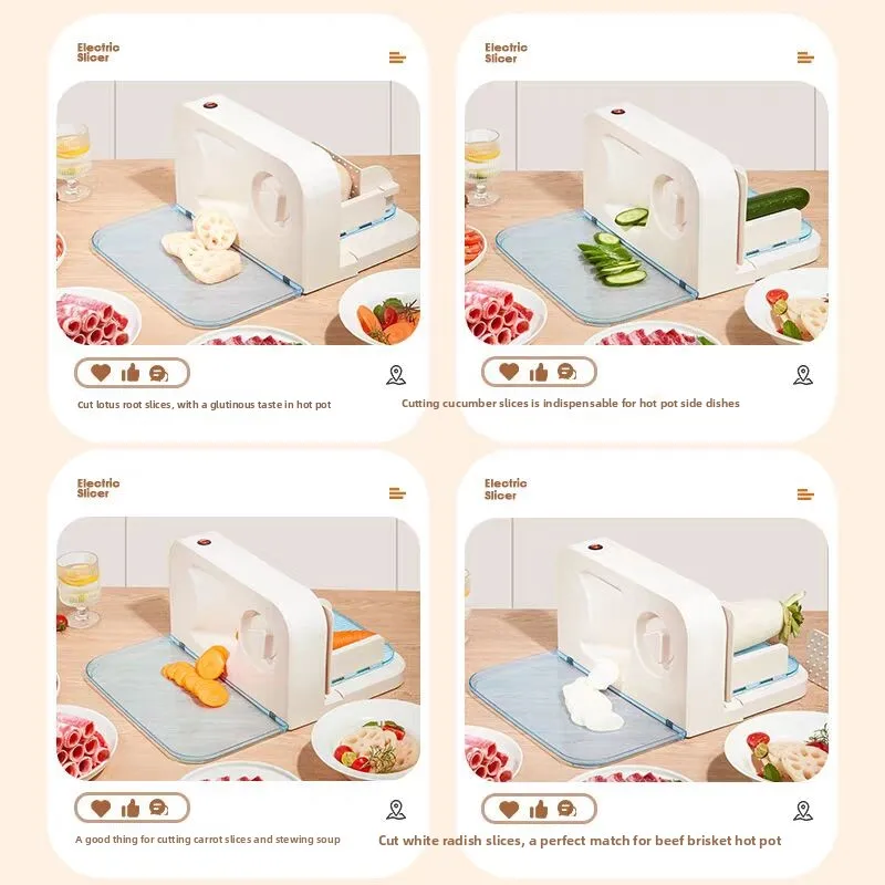 Professional Multi-Function Food Slicer Vegetable Fruit Meat Cheese Cutter with Stainless Steel Blades, Non-Slip Base & Safety