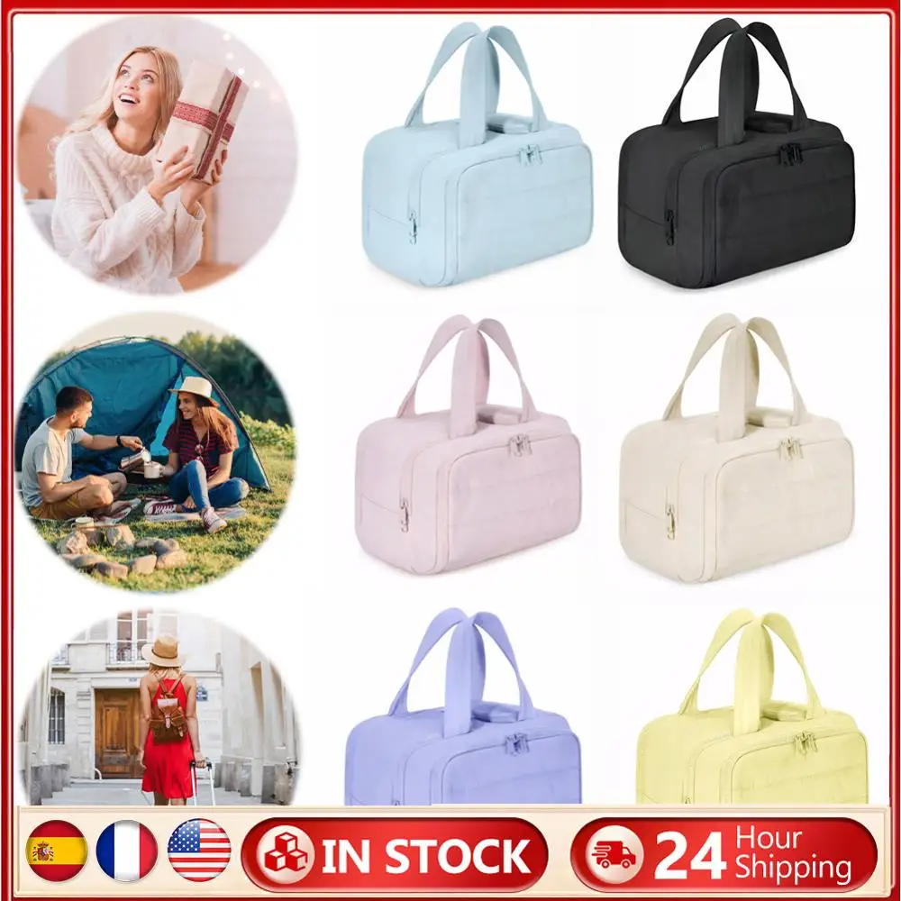 

Make Up Organizer with Divider and Handle Cosmetic Bags Waterproof Portable Pouch for Women Accessories Essentials Toiletries