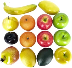 14PCS Realistic Fruit Set - Fake Fruit for Decoration Set Includes Fake Apples, Oranges, Bananas, Limes