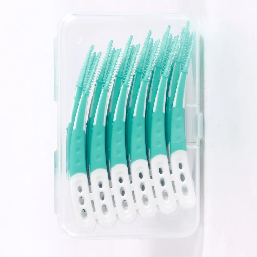 12/60PCS Fawnmum IL-Shape Interdental Brush Wire Orthodontic Interdental Brush Orthodontic Toothbrush Soft Bristle Oral Care