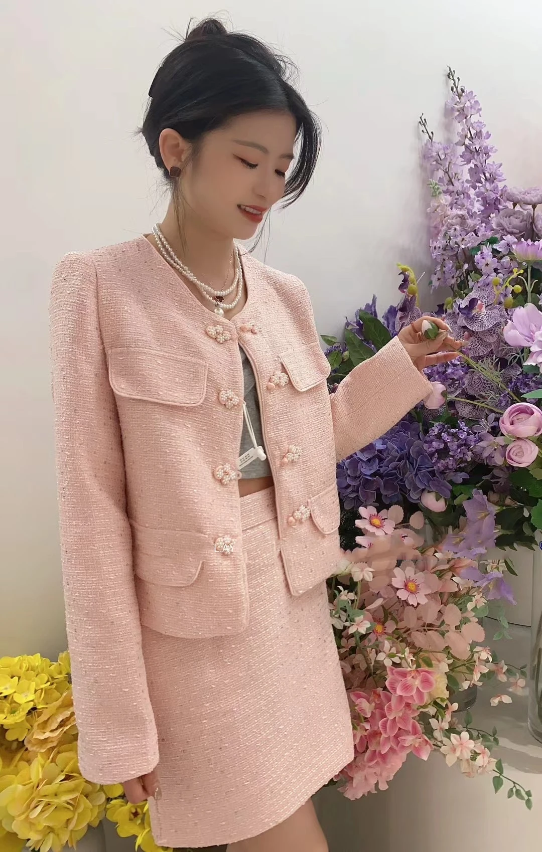 UNXX Heiress Soft Tweed Suit for Women Female Office Lady 2024 Autumn French High-end Tassel Edge Jacket Skirt Two-piece Set