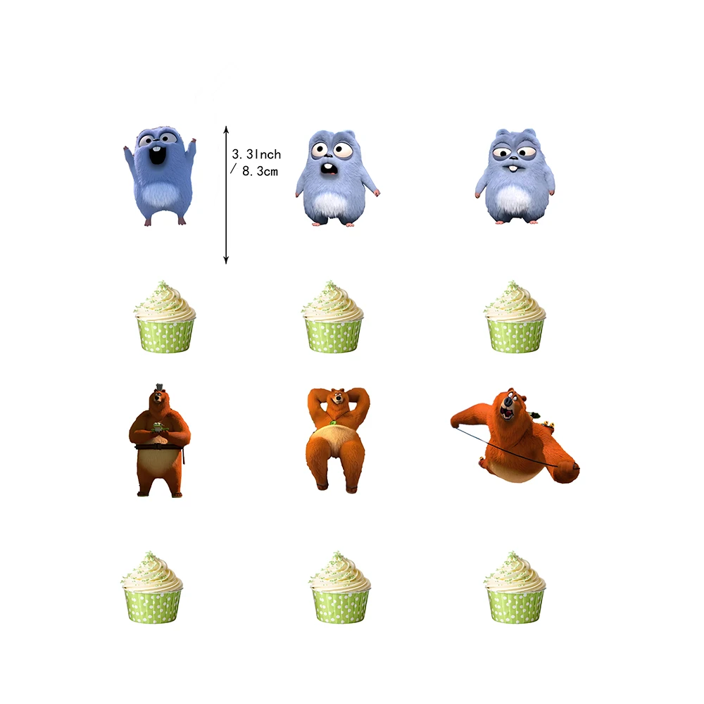 Grizzy And The Lemmings Birthday Party Decoration Number Balloon Cake Topper Cartoon Backdrop Banner Baby Shower Party Supplies view 5