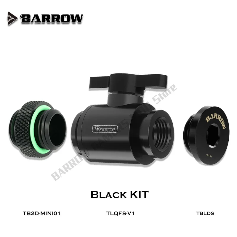 Barrow Water Valve Switch Kit Switch+Plug+Male to Male Fitting/Double Inner G1/4 Thread Double Female Water Cooler System