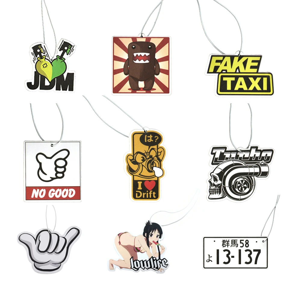 عالية الجودة سيارة معطّر الهواء شنقا السيارات مرآة الرؤية الخلفية العطور JDM سباق نمط توربو الفرامل صدمة مثير فتاة الصلبة ورقة 1 قطعة