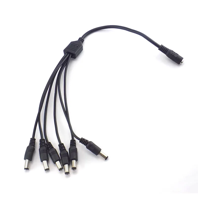 DC 5.5x2.1mm 1-to-6 Power Splitter Cable - 12V Power Supply Extension Cord for CCTV, LED Strip light (1 Female to 6 Male)