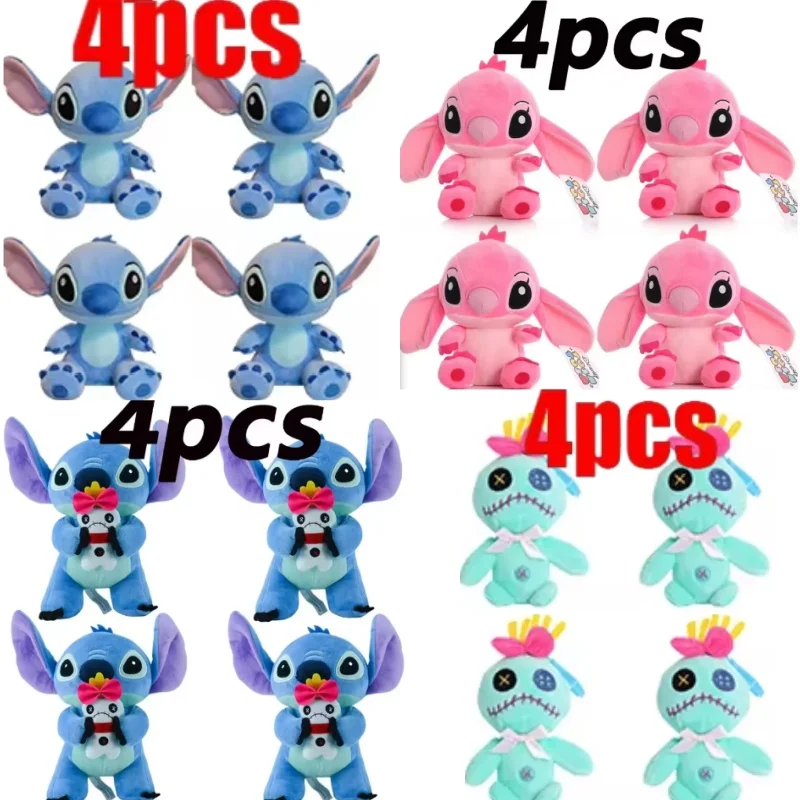 

4pcsNew Disney Cartoon Stitch Angel Scrump Plush Dolls Anime Toys Lilo & Stitch Stich Plush Stuffed Toys Children Birthday Gifts