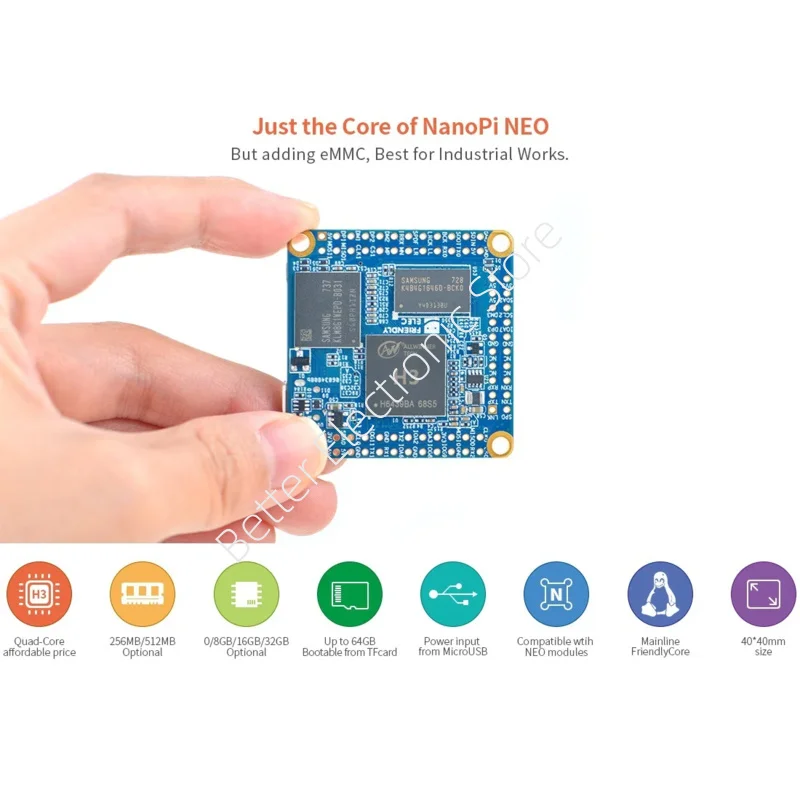

Оригинальная плата NanoPi Neo Core-LTS - Allwinner H3 4-ядерный 512MB RAM 8GB eMMC