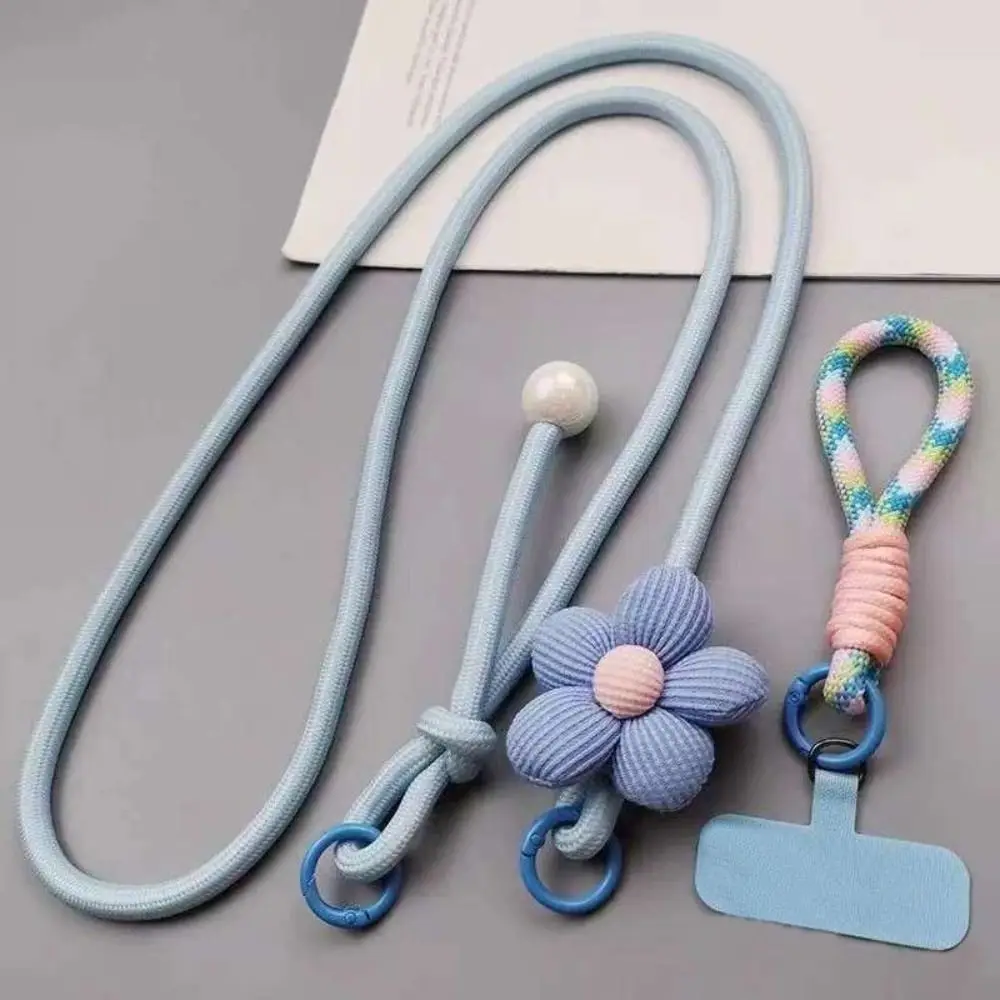 Adjustable Mobile Phone Lanyard Multi-functional Anti-loss Phone Crossbody Strap Rotating Pendant Colorful Woven