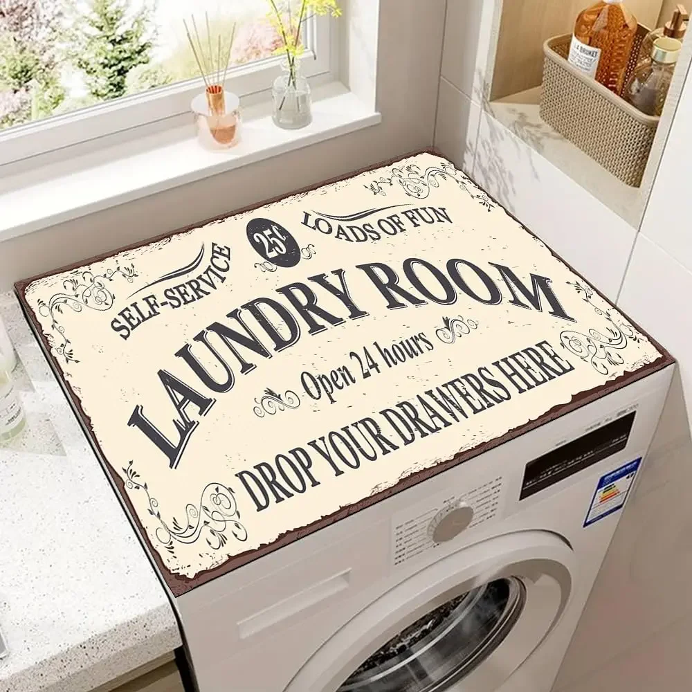 Washer Dryer Covers Top Non Slip Dryer Top Protector Mat Dust Proof Washing Machine Cover Laundry Room Decor