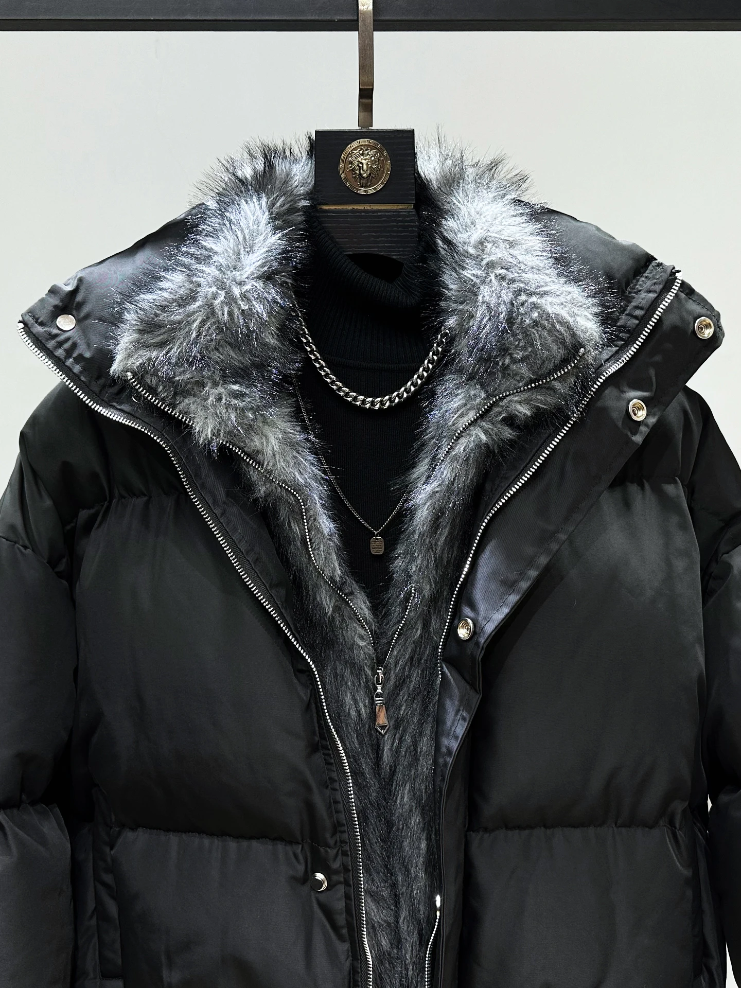 Fashion Men's Black Short Puffer Jacket Plush Patchwork Double Zipper Loose Casual Thickened Warm Winter Mens Jackets Coats