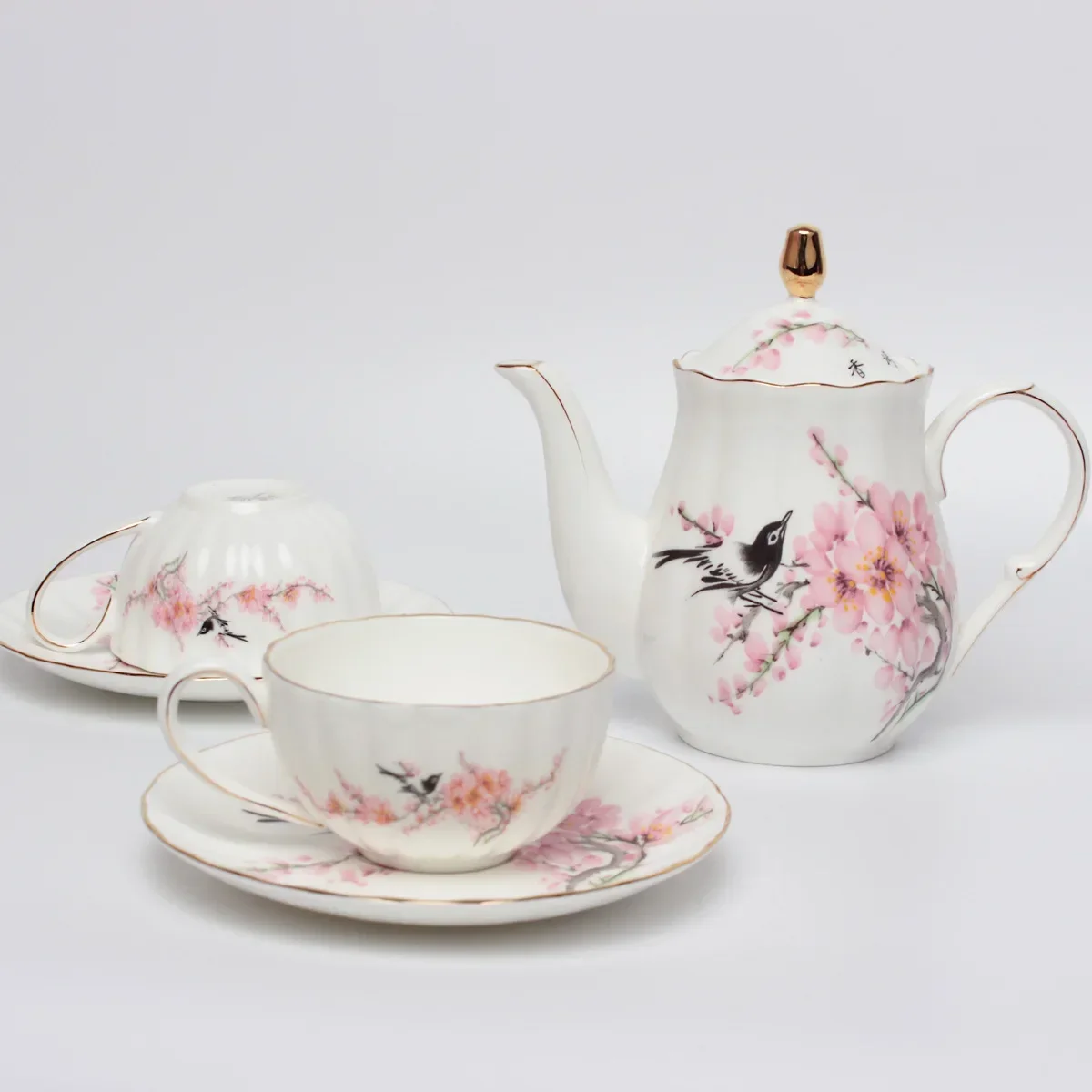 

One Pot, Two Cups, Coffee Cup Set, Bone China Tea Set, New Chinese Flower and Bird Afternoon Tea Set, Wedding Gift Coffee Set