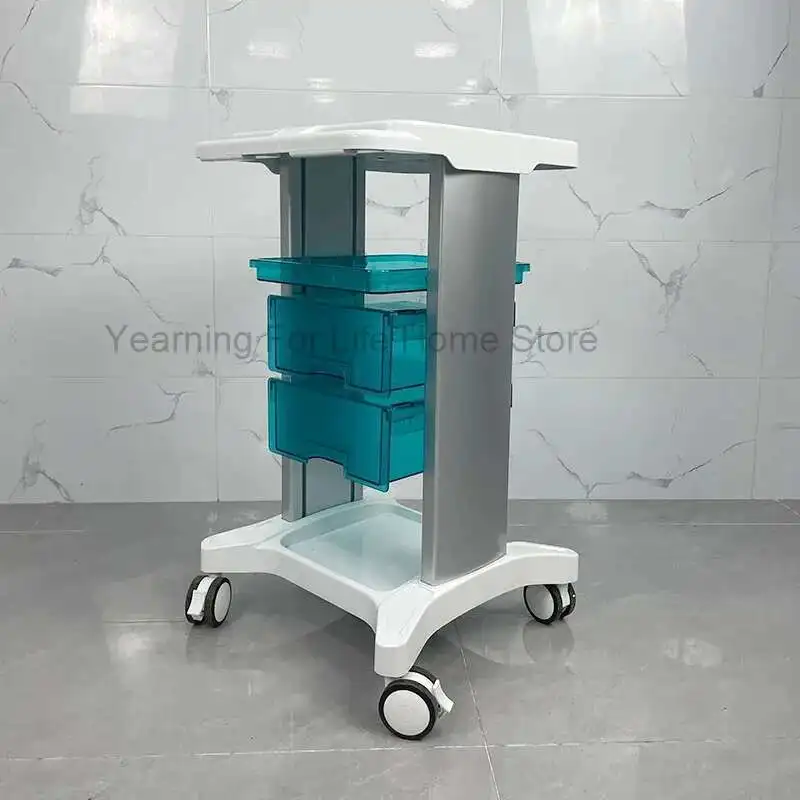 Medical Instrument Trolley Cart Manicure Beautify Tattoo Utility Salon Trolley Storage Shelf Salon Furniture Kosmetik Wagen FYST