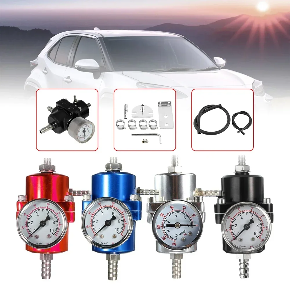 Universal AN6 1/8NPT 0-140PSI Adjustable Fuel Pressure Regulator With Gauge Racing Fuel Tuning Parts