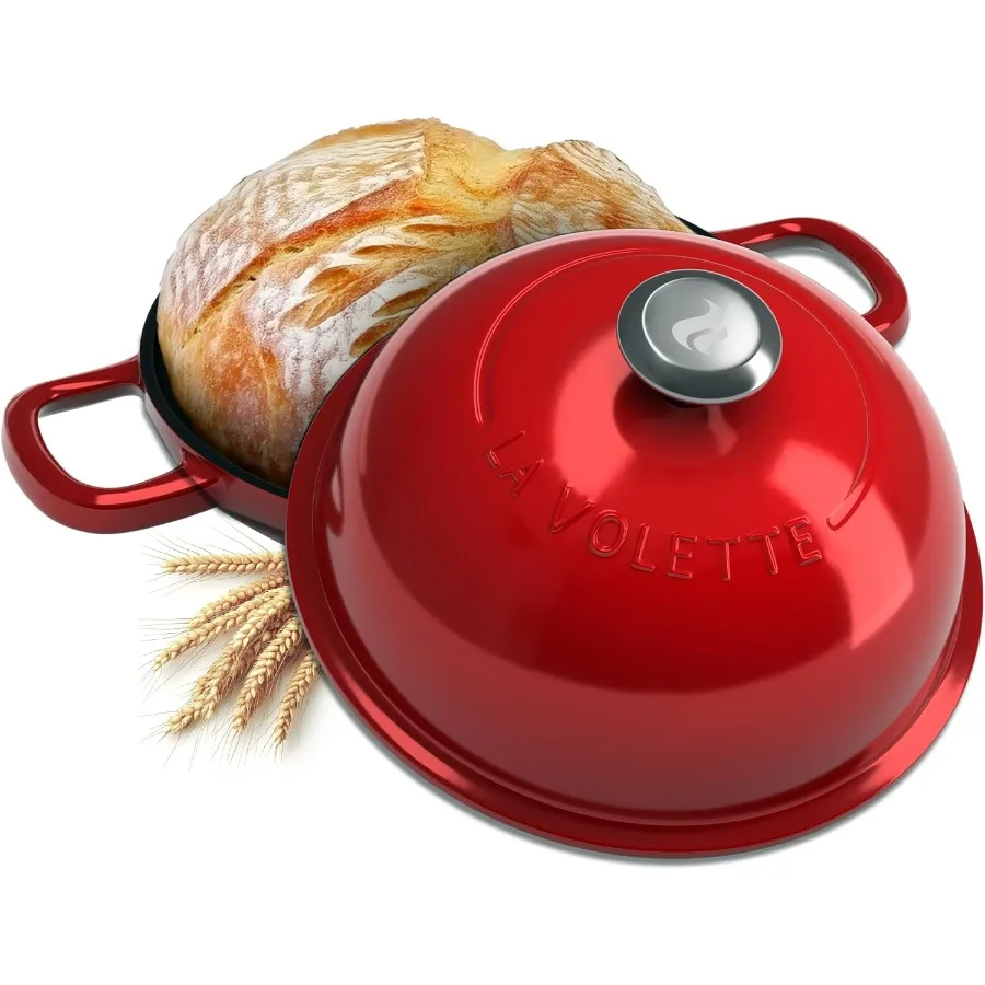 

Complete 9Piece Enameled Cast Iron Bread Baking Set with Lid for Home Bakers 10 Inch Dutch Oven with Thick Enamel Coating Inclu